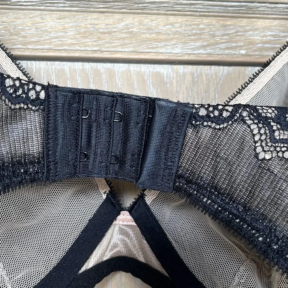 Wacoal Take The Plunge Underwire Bra Black Lace 34 DD New